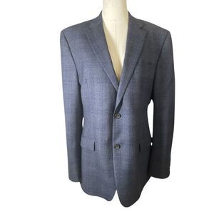 Men’s Ralph Lauren Blue Gray Wool Single Breasted Blazer Size 40R Slim Tailored
